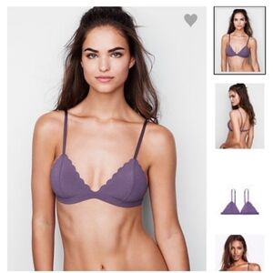 Victoria's Secret L Scalloped Bralette Triangle Wireless Large 36012029 Raw Edge